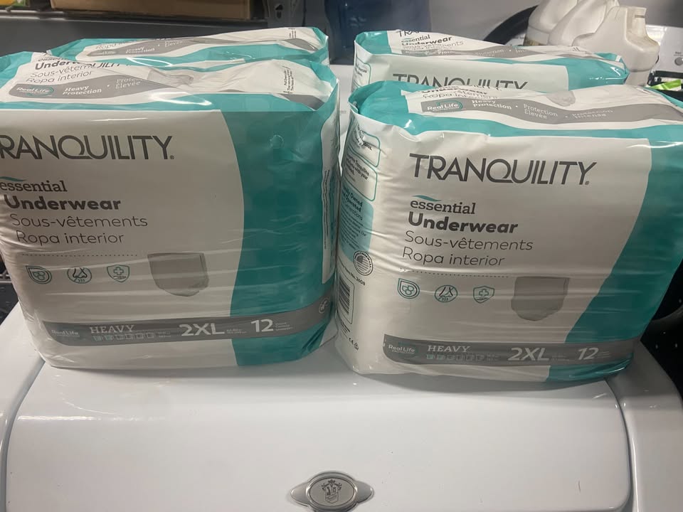 Tranquility Underwear (Size 2X) – 12 Count Packs 💲 $18 EACH – BULK DISCOUNTS AVAILABLE!